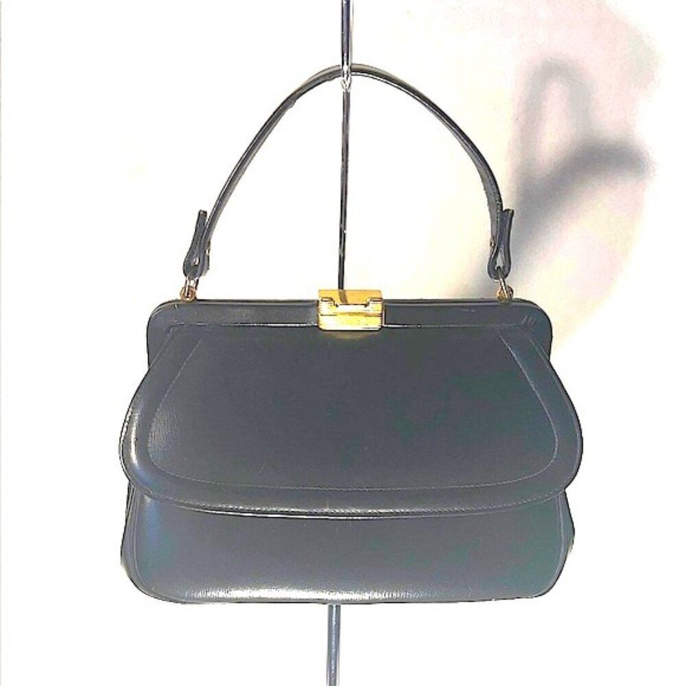 Vintage Etra Black Leather Shoulder Bag